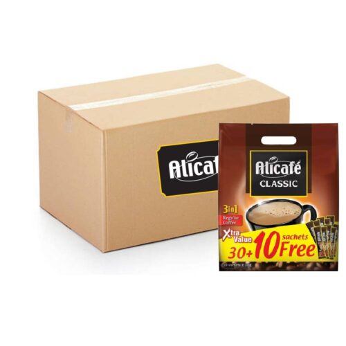 Alicafé Classic 3in1 Instant Coffee Pouch - 12x40x20g packaging with rich instant coffee mix for quick and creamy coffee moments.