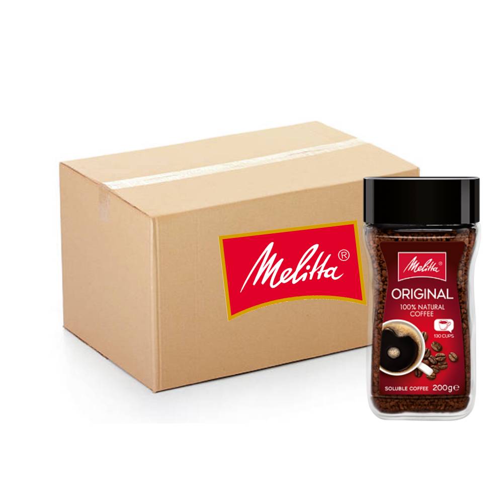 Melitta Instant Original Coffee – 6x200g pack of smooth, aromatic instant coffee for a quick and flavorful brew anytime.