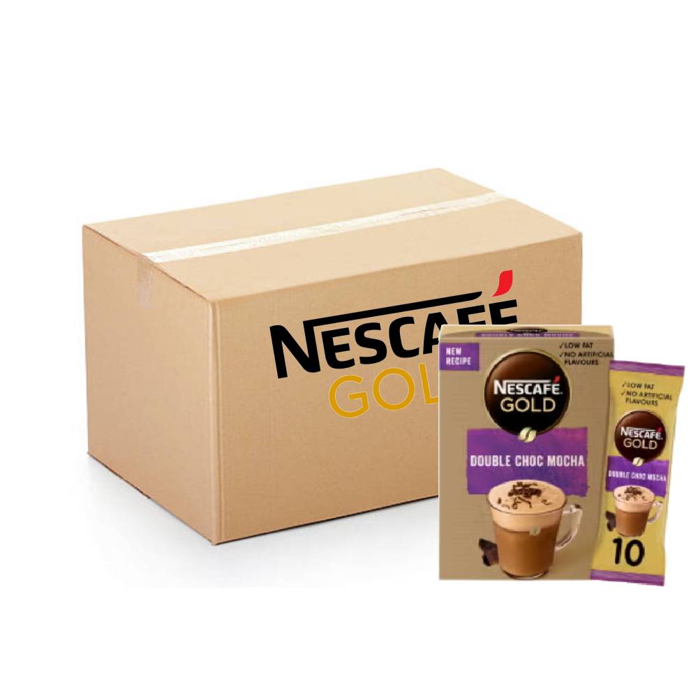 Nescafe Gold Double Mocha - 10x10x23.5g rich and creamy instant coffee sachets with mocha flavor for a delicious coffee experience.