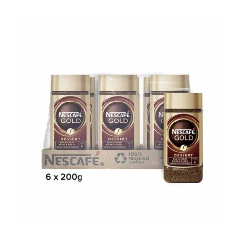 Nescafe Gold Instant Coffee Jar 6x200g – rich and smooth instant coffee in convenient jars for an easy coffee experience.