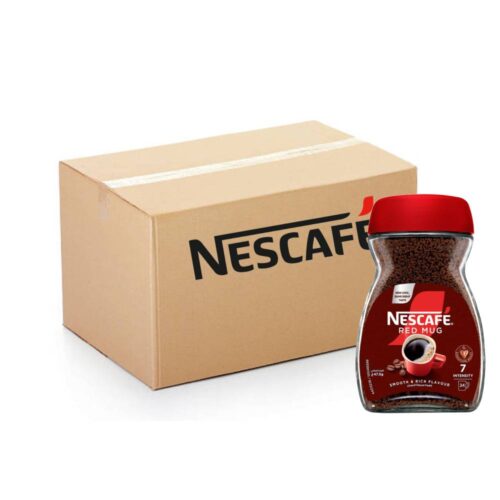 Nescafe Red Mug Coffee -12×47.5g pack of bold instant coffee sachets, ideal for everyday use and quick preparation.