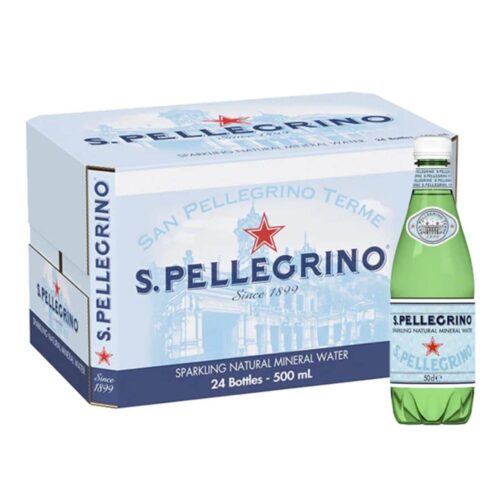 San Pellegrino Natural Sparkling Water Pet Bottle - 24x500ml – refreshing Italian sparkling water in convenient 500ml PET bottles, perfect for on-the-go hydration.