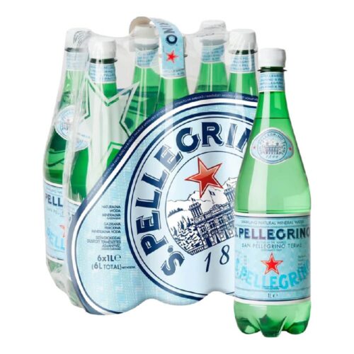 San Pellegrino Natural Sparkling Water Pet Bottle – 6x1Ltr – refreshing Italian sparkling water in convenient 1-liter PET bottles, ideal for on-the-go hydration.
