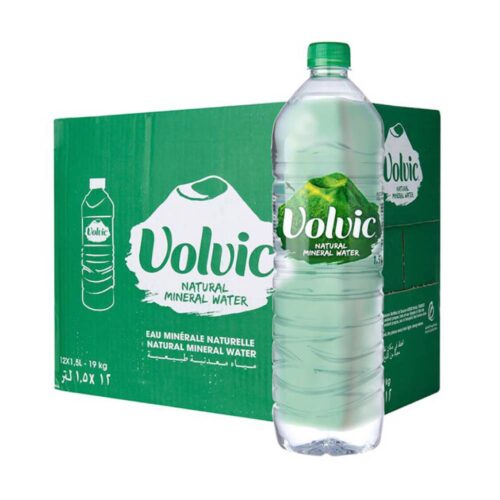 Volvic Natural Mineral Water 12x1.5L bottles - pure, refreshing mineral water for hydration