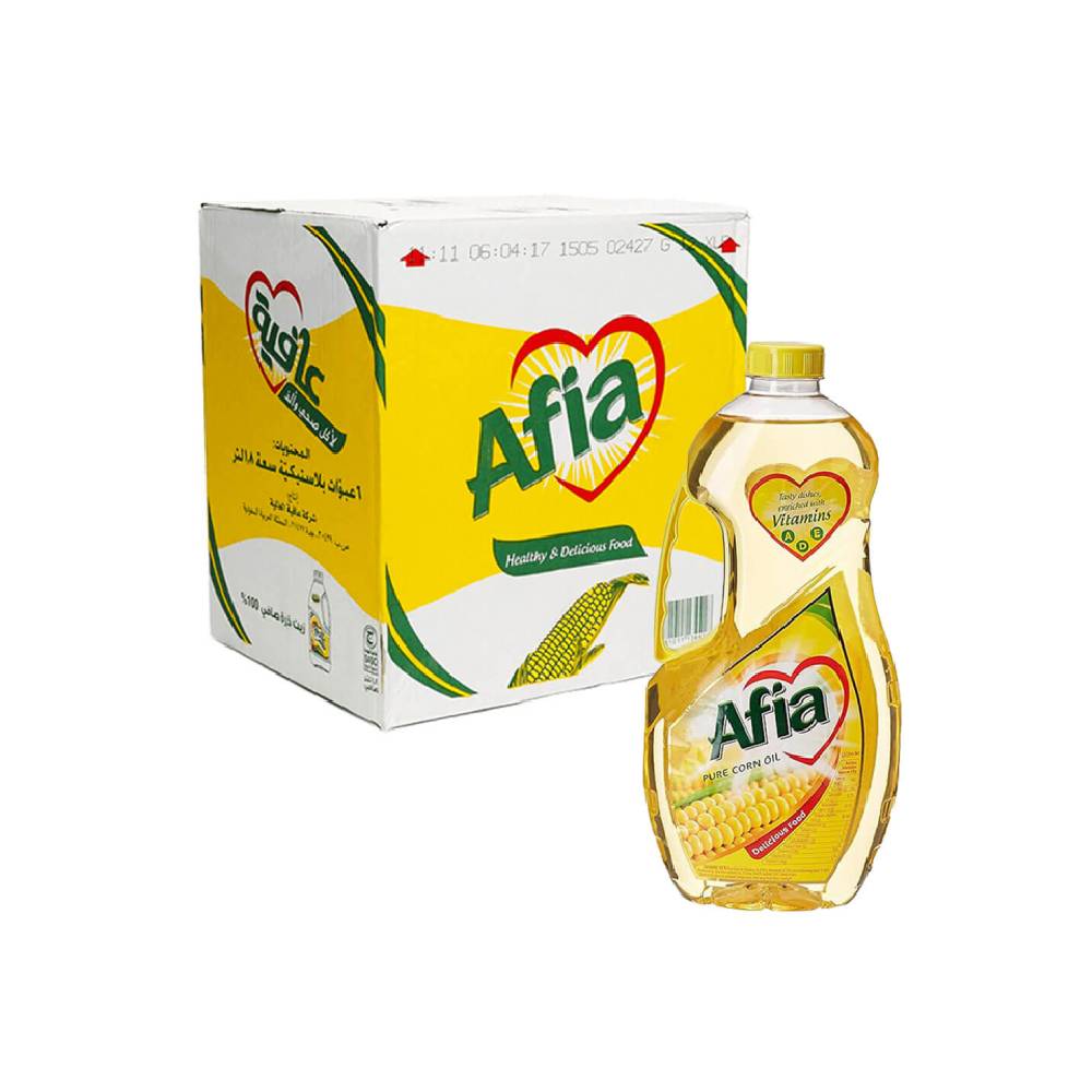Afia Corn Oil 6 bottles 1.5 liter each for cooking and frying