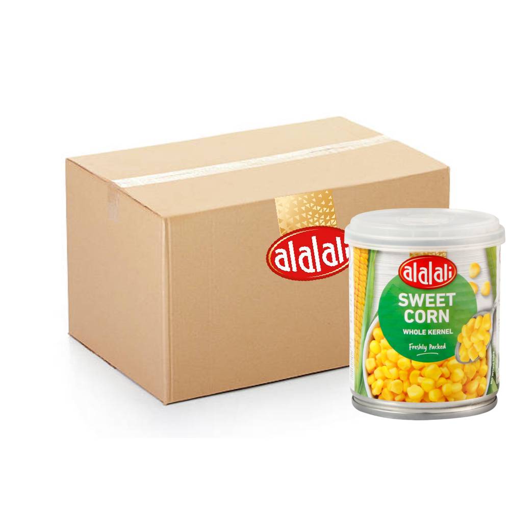 Al Alali Whole Sweet Kernel Corn – 24x200g cans of sweet kernel corn, ideal for salads, recipes, and cooking