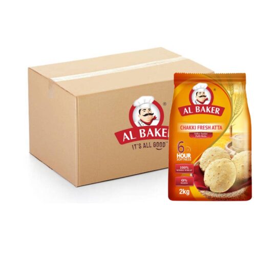 Al Baker Chakki Fresh Atta 10x2kg pack of whole wheat flour for baking and cooking