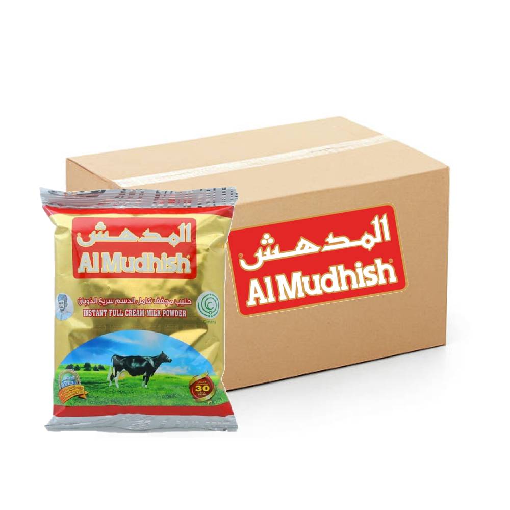 Al Mudhish Instant Full Cream Milk Powder Pouch – 12x900g, rich and creamy milk powder for everyday use