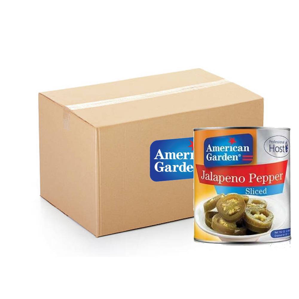 American Garden Jalapeno Pepper Sliced – 6×2.8kg pack of sliced jalapeno peppers, ideal for foodservice, spicy recipes, and flavorful toppings