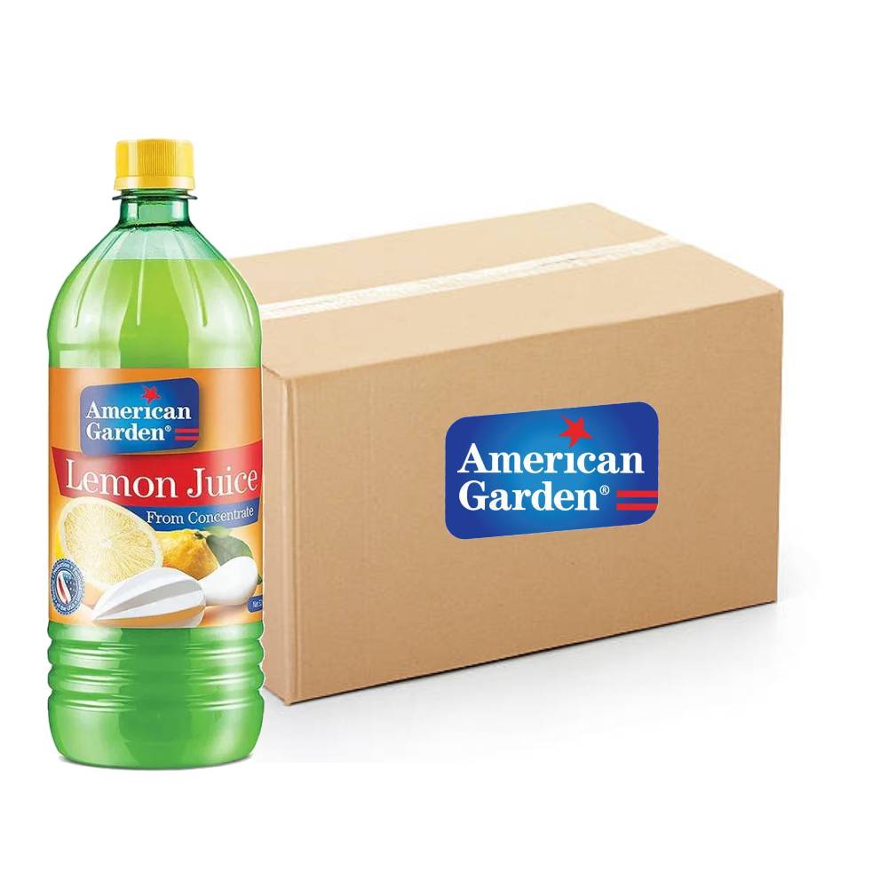 American Garden Lemon Juice 12x32oz – Natural Lemon Juice for Cooking, Baking, and Beverages, Convenient Bulk Pack, Tangy and Fresh Flavor