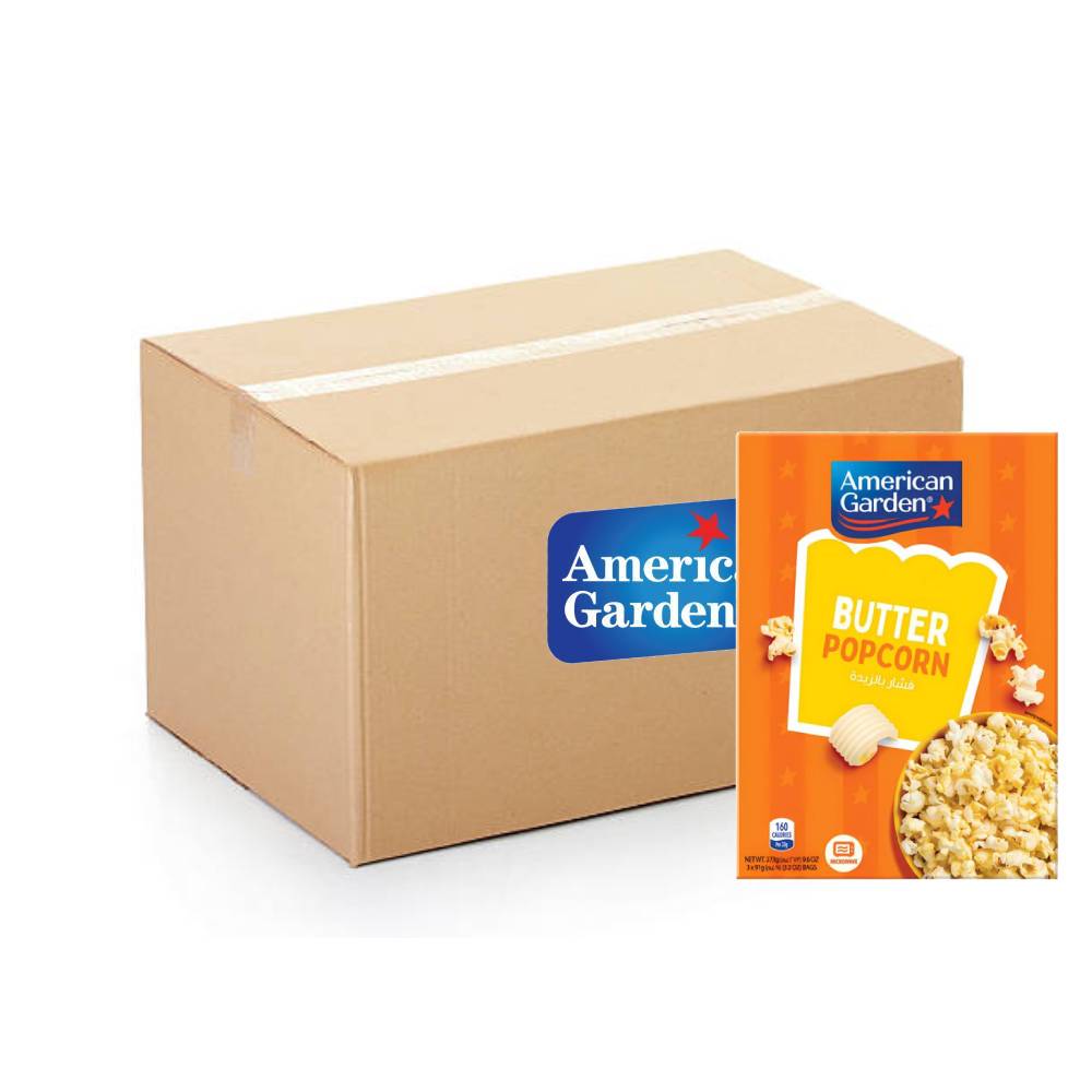 American Garden Microwave Pop Corn Butter – 12x273g pack of buttery microwave popcorn snacks