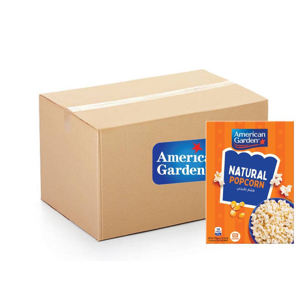 American Garden Microwave Popcorn Natural – 12x273g pack of natural flavored microwave popcorn for easy snacking