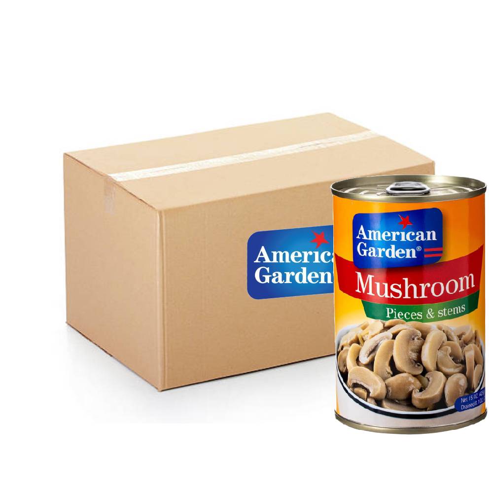 American Garden Mushroom Sliced – 24x425g, fresh sliced mushrooms perfect for cooking and recipes.