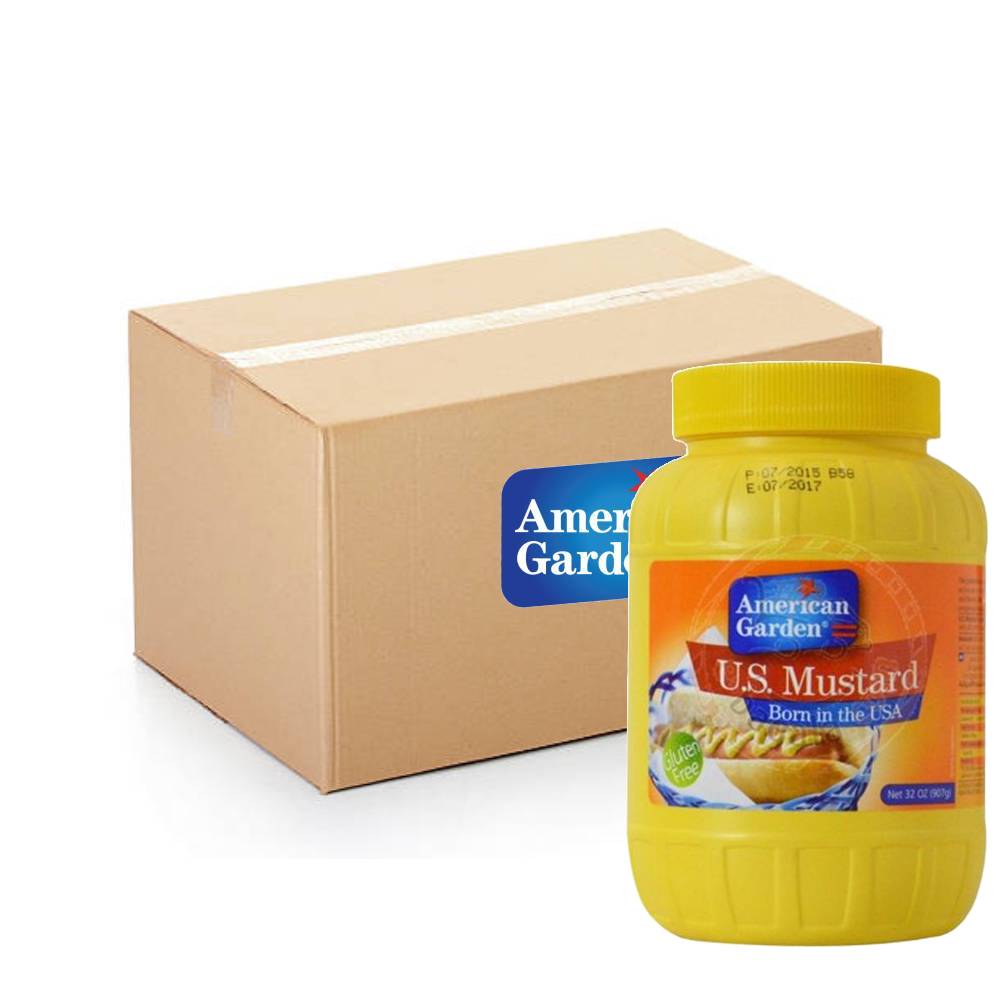 American Garden Yellow Mustard Cream – 4×2.98kg pack of creamy yellow mustard, perfect for foodservice and bulk use