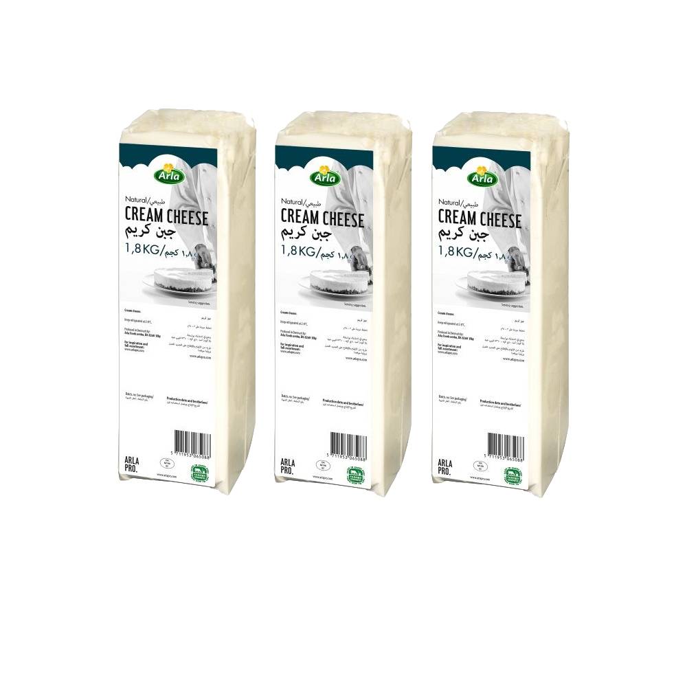 Arla Cream Cheese Block 34% fat – 3x1.8kg pack, creamy cheese block for cooking and spreading