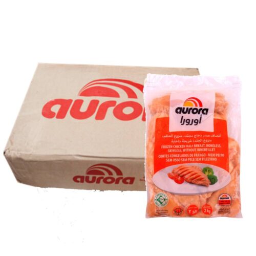Aurora Frozen Boneless Chicken Breast pack 6x2kg, fresh and tender chicken breasts ideal for healthy cooking and meal prep.