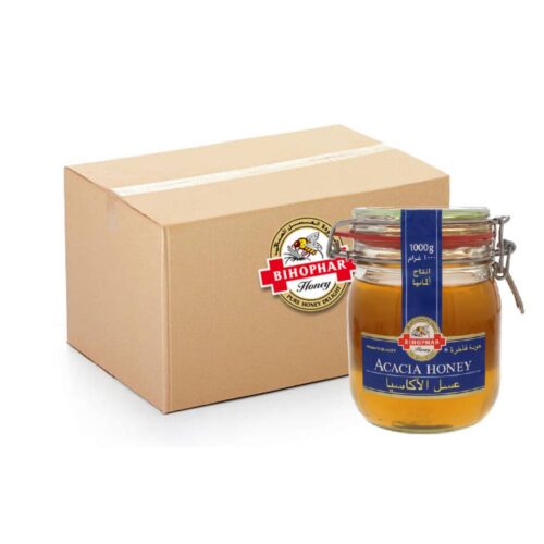 Bihophar Acacia Honey 6x1kg jars – pure organic acacia honey pack for natural sweetness and health benefits