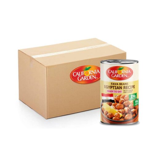California Garden Canned Fava Beans Egyptian Recipe – 24x450g, authentic Egyptian style canned fava beans, convenient and delicious.