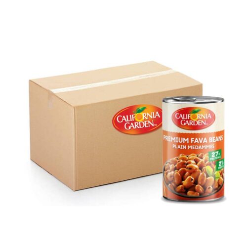 California Garden Fava Beans Plain Medammes 24x450g canned fava beans for traditional recipes and healthy meals.