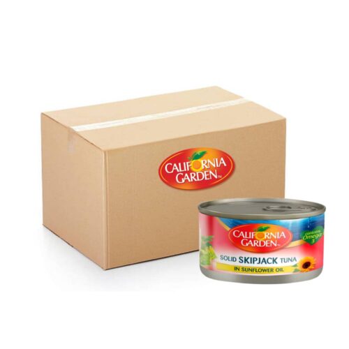 California Garden Skipjack Tuna Solid in Sunflower Oil – 48x170g canned tuna pack, high-quality skipjack tuna in sunflower oil for versatile cooking and salads.