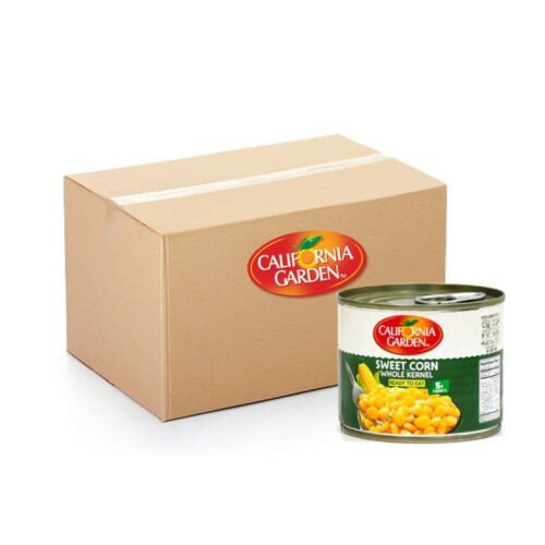 California Garden Whole Kernel Sweet Corn cans – 24x200g pack, premium quality canned sweet corn.