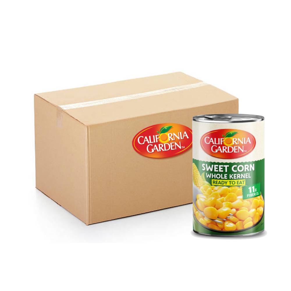 California Garden Whole Kernel Sweet Corn – 24x400g canned sweet corn pack for cooking and salads
