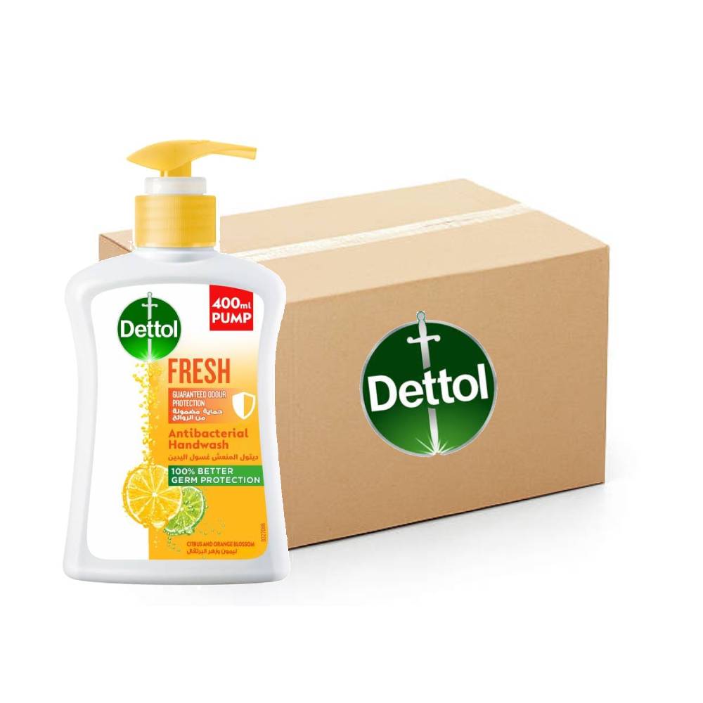 Dettol hand wash, fresh, antibacterial, germ protection, liquid soap, 12x400ml