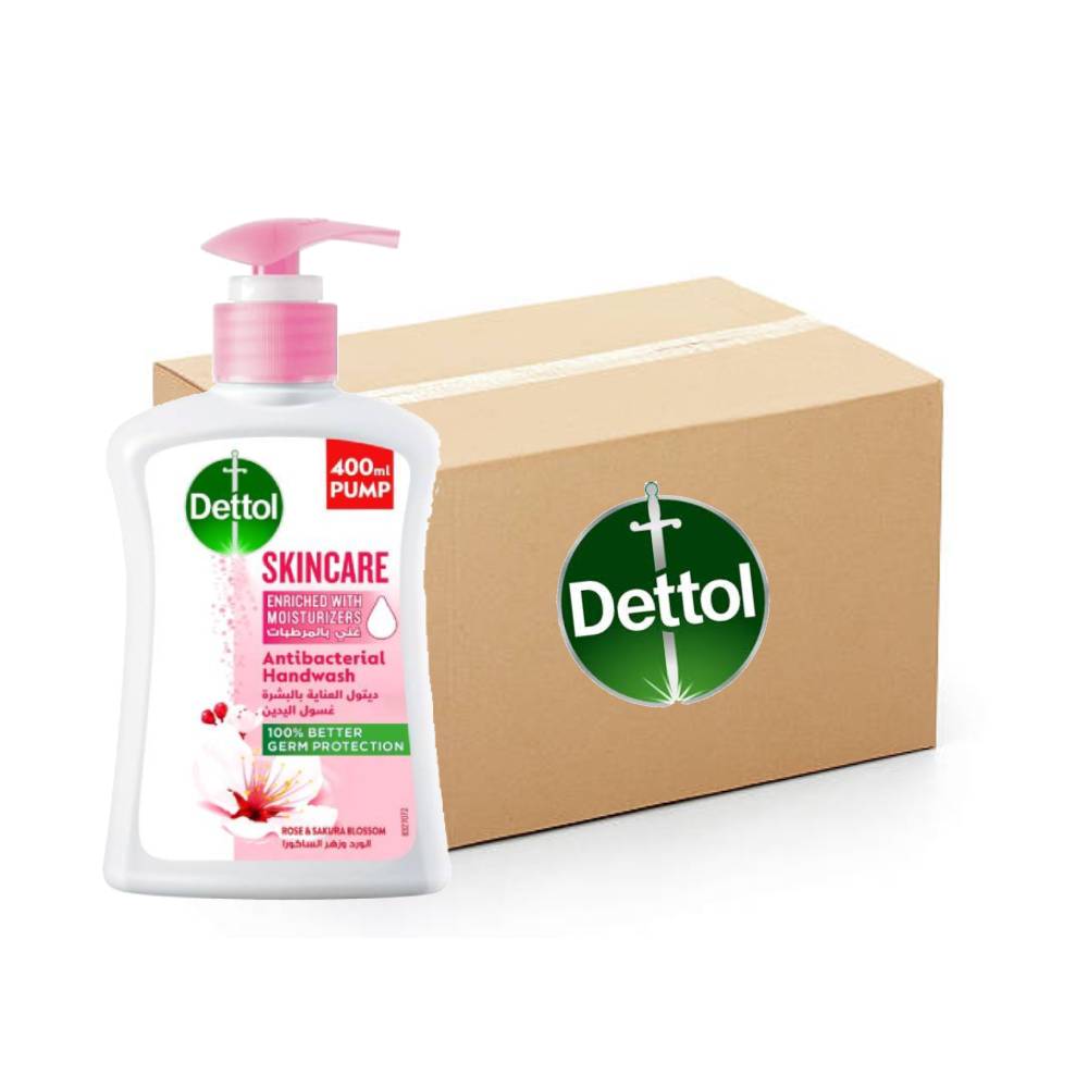 Dettol hand wash, skincare, antibacterial, germ protection, liquid soap, 12x400ml