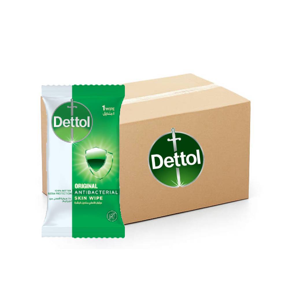 Dettol Single Wipes - 300x1's individually wrapped antibacterial wipes for hygiene and germ protection at home, work, travel, or on-the-go use.