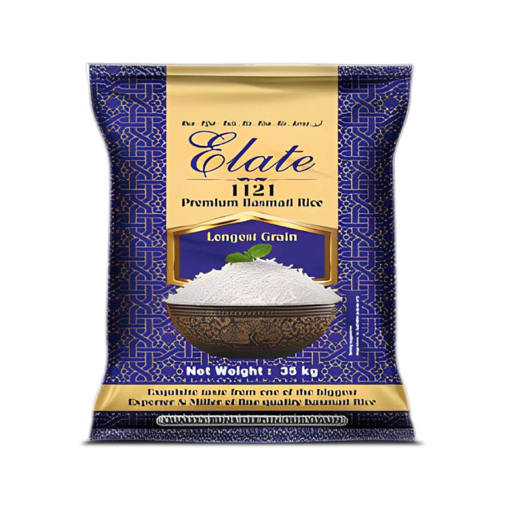 Elate 1121 Premium Steam Rice – 35kg bag of high-quality, long-grain steam rice, perfect for everyday cooking and special meals