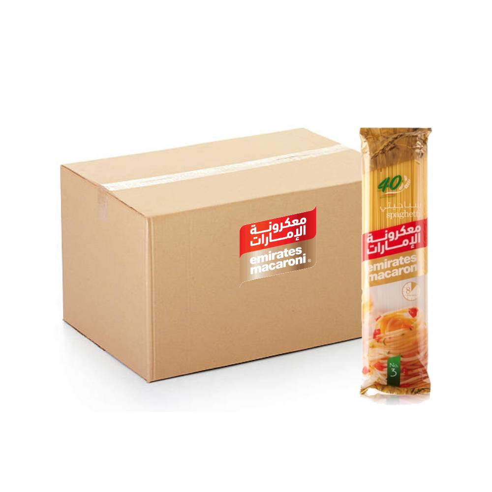 Emirates Macaroni Spaghetti – 20x400g pack of high-quality spaghetti pasta, perfect for classic Italian dishes and everyday cooking