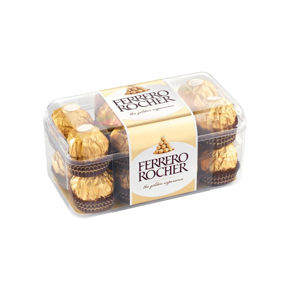 Ferrero Rocher Fine Hazelnut Milk Chocolates 16 Piece Gift Box 200g – premium hazelnut-filled chocolates in an elegant 16-piece gift box, perfect for gifting or indulging.