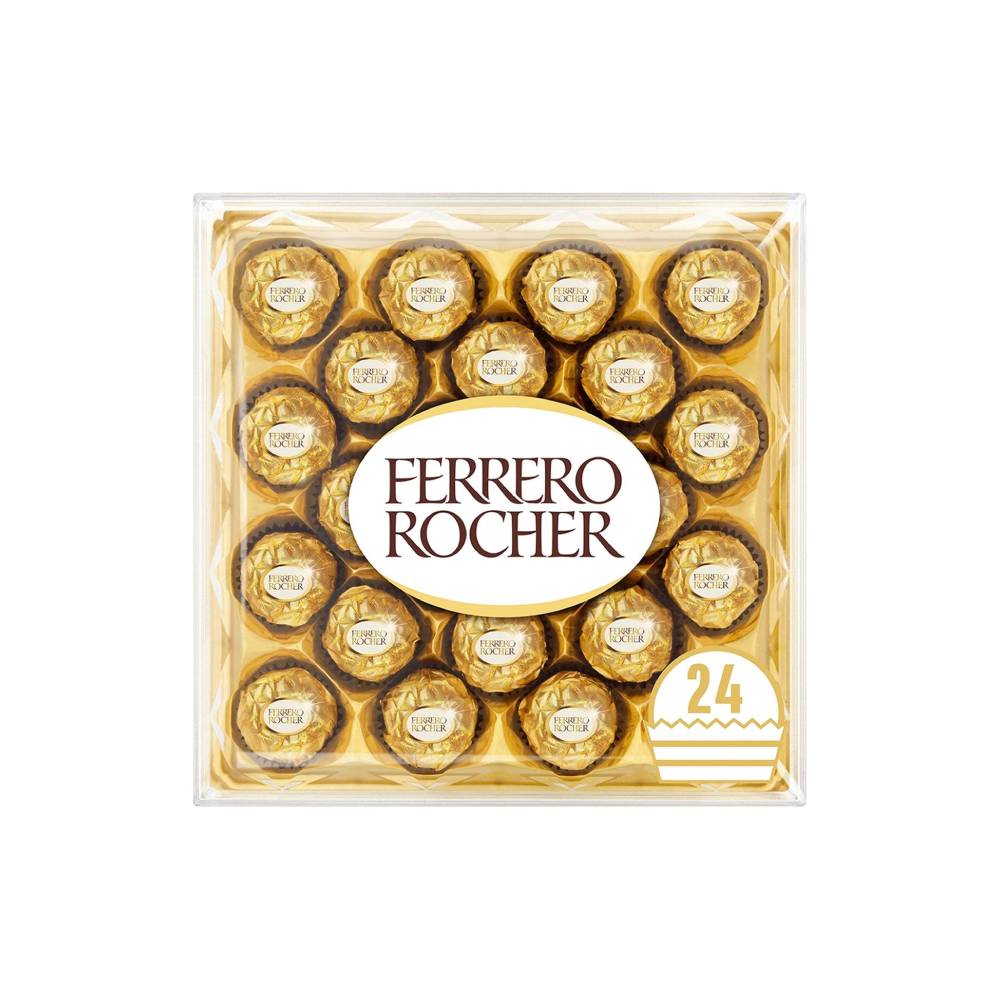 Ferrero Rocher Fine Hazelnut Milk Chocolates 300g gift box with 24 pieces, rich milk chocolate and crunchy hazelnuts, perfect for gifting and special occasions