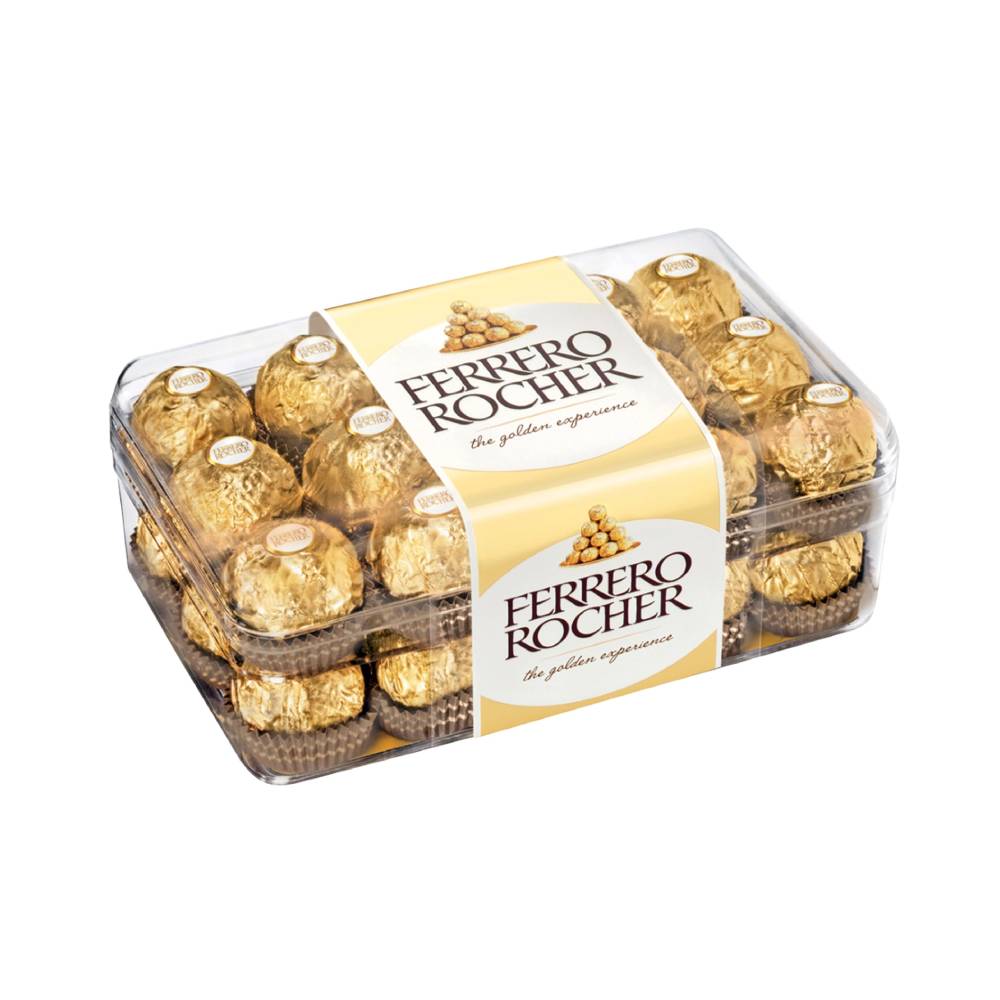 Ferrero Rocher Fine Hazelnut Milk Chocolates 375g gift box with 30 pieces, premium hazelnut milk chocolates perfect for gifting and celebrations