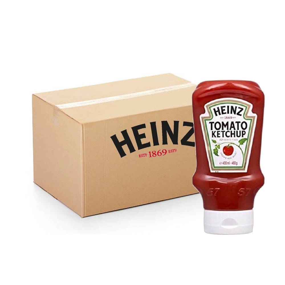 Heinz Tomato Ketchup Top Down Squeezy Bottle – 10x460g pack of classic tomato ketchup in convenient top-down squeeze bottles