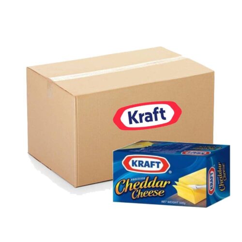 Kraft Cheddar Cheese Block 27x500g – Rich and Creamy Cheddar Cheese, Ideal for Cooking, Grating, and Slicing, Bulk Cheese Block for Home or Foodservice Use