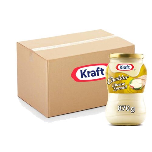 Kraft Cheddar Cheese Spread Jar - 6x870g packed in large jars for creamy, delicious cheddar flavor perfect for spreading or cooking.