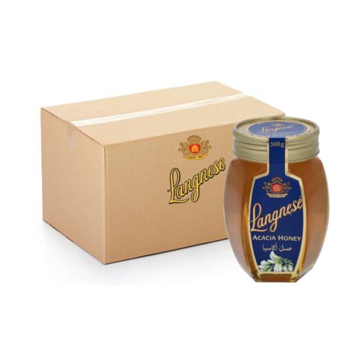 Langnese Acacia Honey Jar – 10x500g pack of pure natural honey jars for cooking and sweetening.
