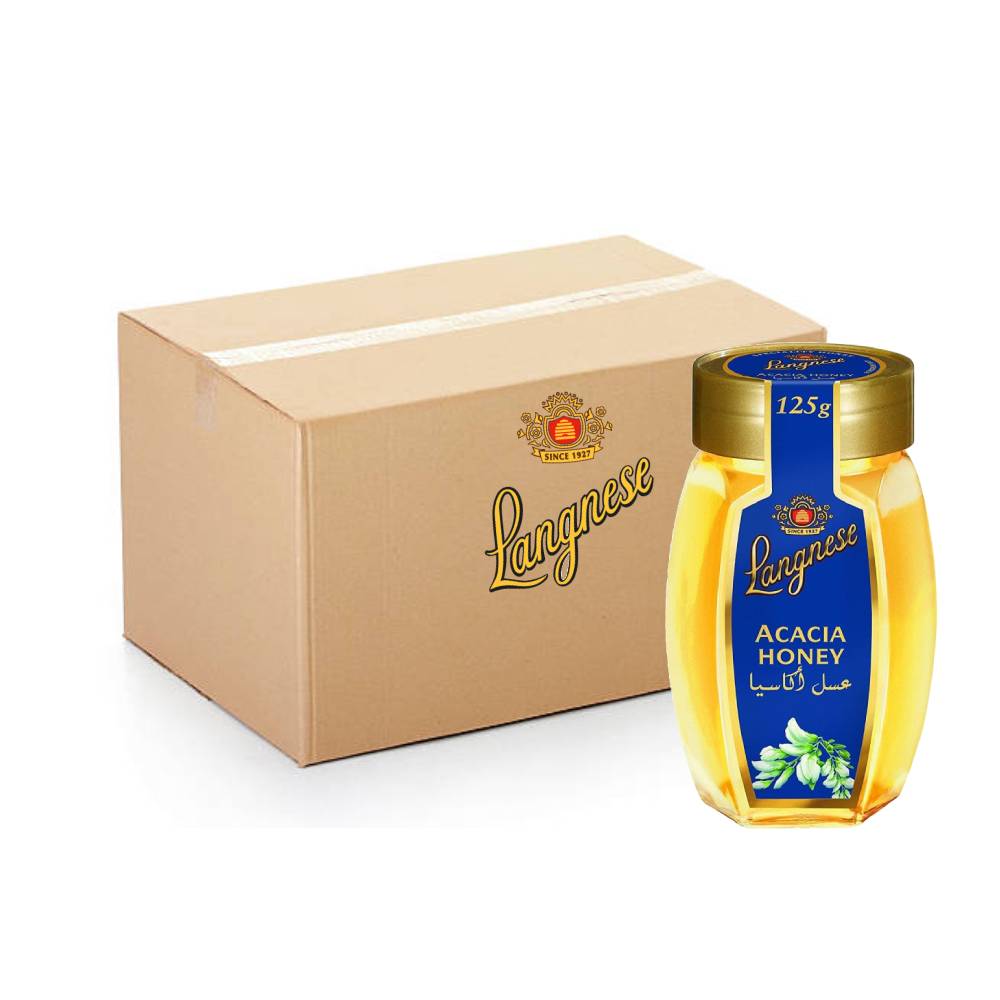 Langnese Acacia Honey Jar – 12x125g natural pure honey jars for sweetening and cooking