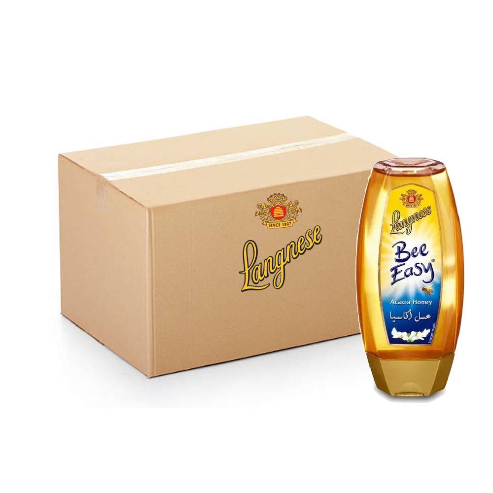 Langnese Bee Easy Acacia Honey – 8x250g squeeze bottles of pure, natural acacia honey for convenient everyday use.