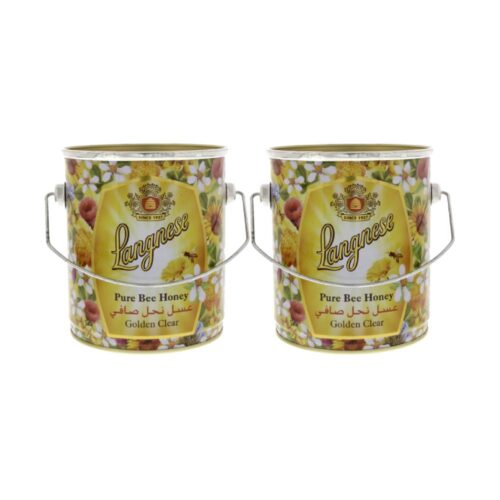 Langnese Pure Bee Honey Golden Clear 2x2kg jars, natural golden honey for cooking and sweetening