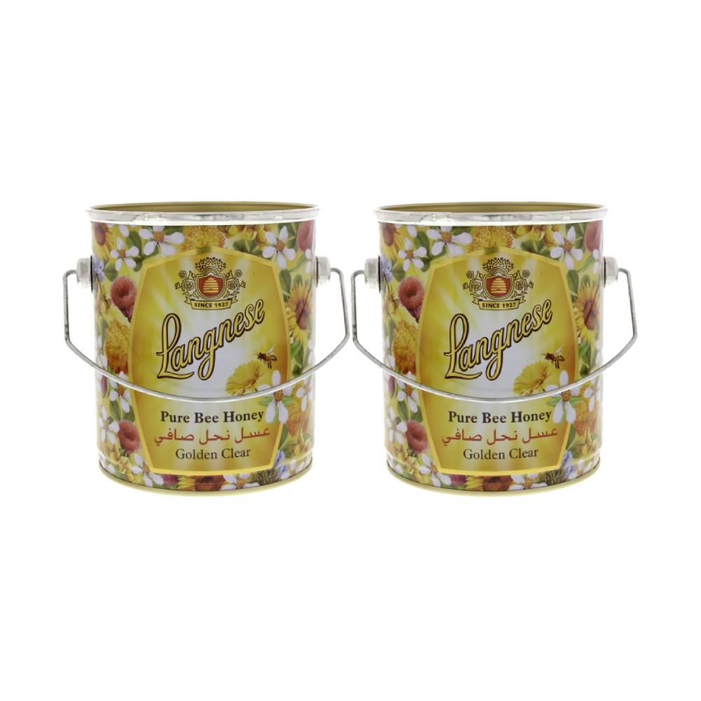 Langnese Pure Bee Honey Golden Clear 2x2kg jars, natural golden honey for cooking and sweetening
