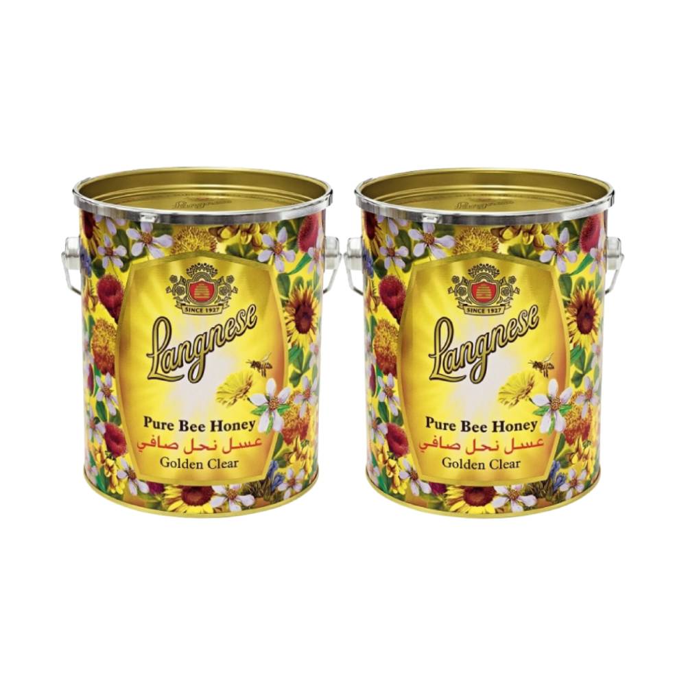 Langnese Pure Bee Honey Golden Clear 2x3kg jars – natural and pure honey for cooking and sweetening.