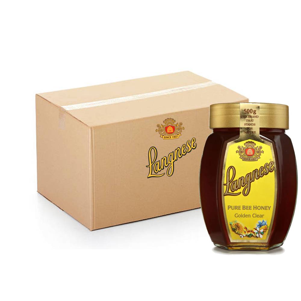 Langnese Pure Bee Honey Jar – 10x500g pack of premium natural honey jars ideal for bulk purchase and long-term storage.