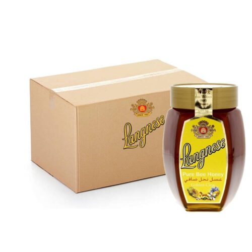 Langnese Pure Bee Honey Jar – 6x1kg pack of natural golden honey in glass jars, ideal for wholesale or family use