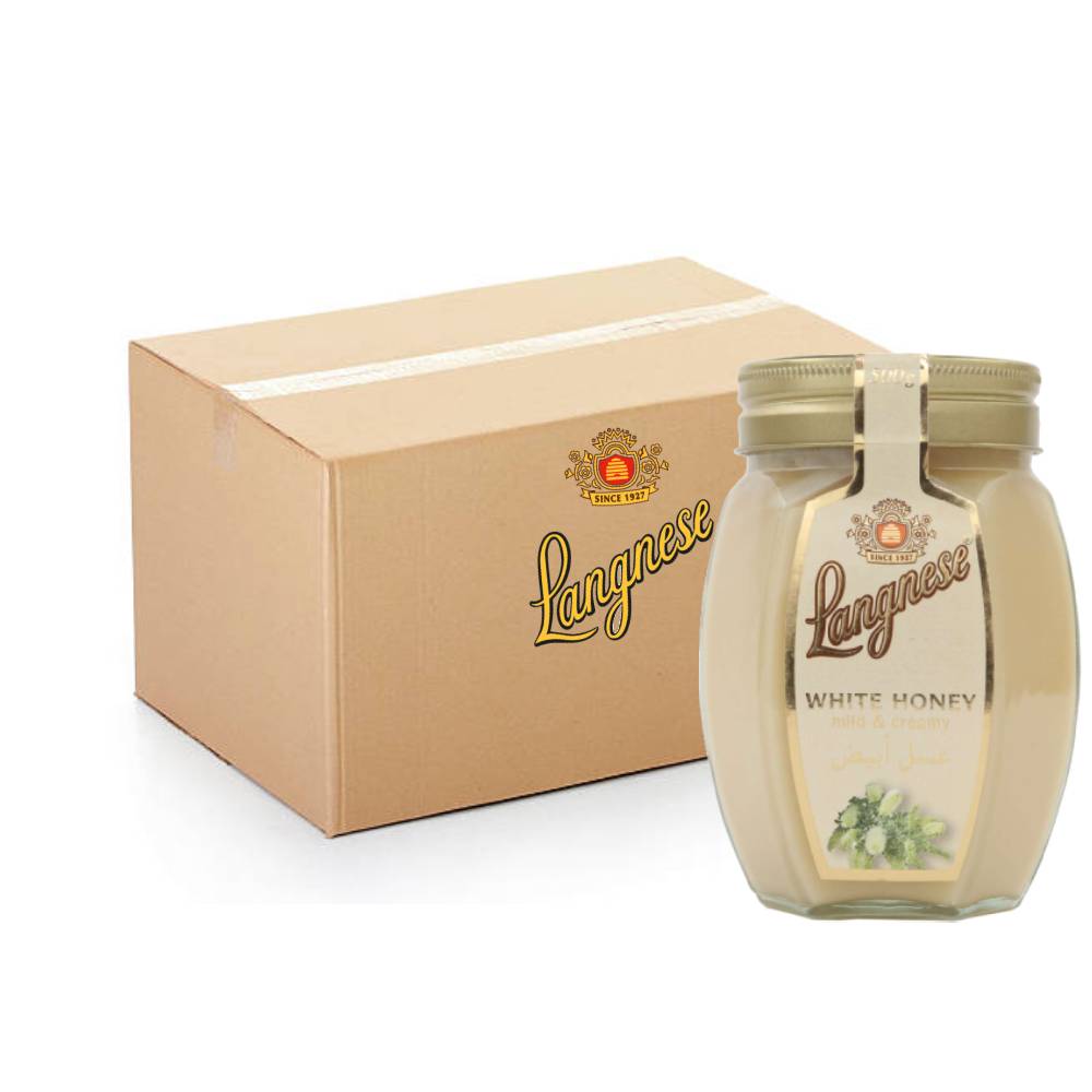 Langnese White Honey Milk and Creamy – 10x500g jar of smooth, creamy white honey for versatile use