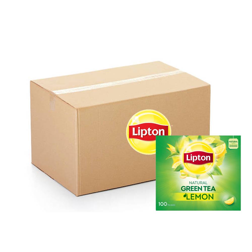 Lipton Green Tea Lemon Tea Bags – 12x100s pack of refreshing lemon-flavored green tea bags for a soothing and revitalizing drink