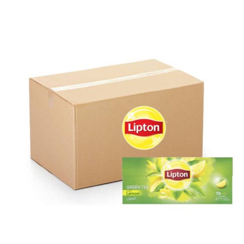 Pack of Lipton Green Tea Lemon Tea Bags 24 packs of 25 bags, refreshing lemon-flavored green tea, perfect for a soothing and revitalizing drink.