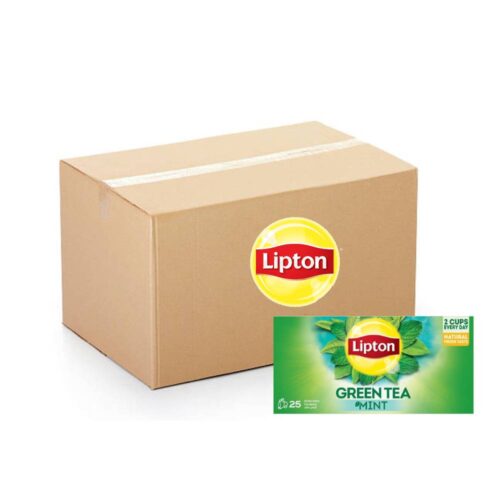 Lipton Green Tea Mint Tea Bags – 24x25s refreshing mint-flavored green tea bags in convenient 24 packs of 25 bags