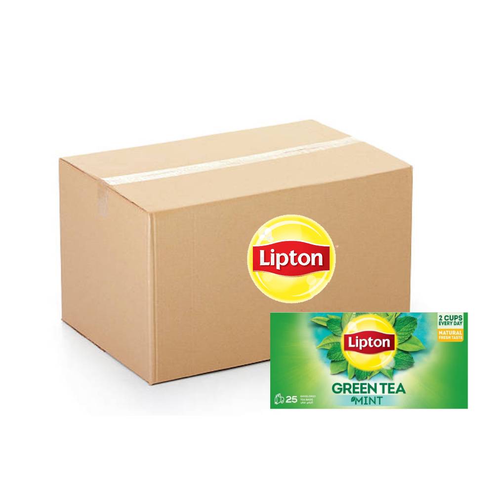Lipton Green Tea Mint Tea Bags – 24x25s refreshing mint-flavored green tea bags in convenient 24 packs of 25 bags